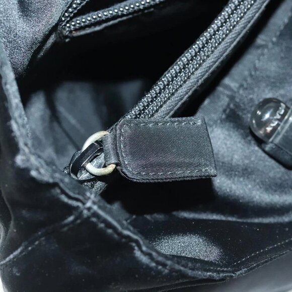 PRADA Hand Bag Satin Black Silver Auth 96617 - Picture 10 of 16